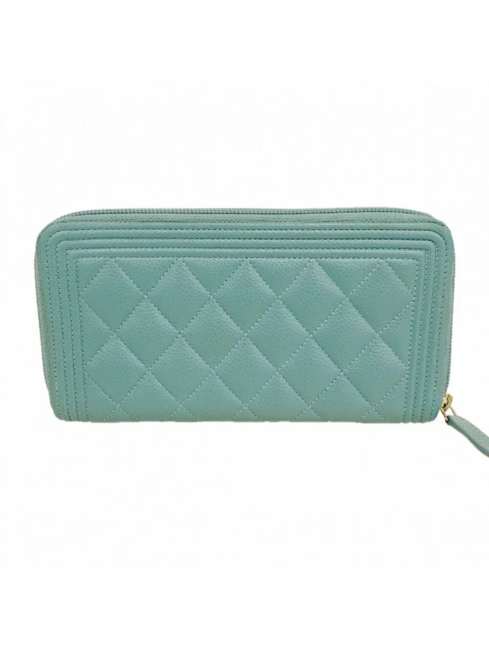 Chanel Wallet Boy Caviar Leather Blue Gold